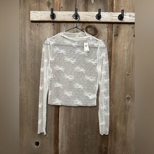 Aerie Level Up Lace Layering T-shirt in Soft Muslin Size Small